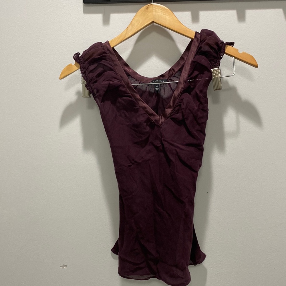 The Limited XS silk sleeveless top maroon